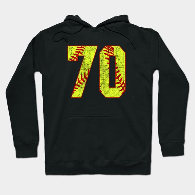 Fastpitch Softball Number 70 #70 Softball Shirt Jersey Uniform Favorite Player Biggest Fan Hoodie by TeeCreations